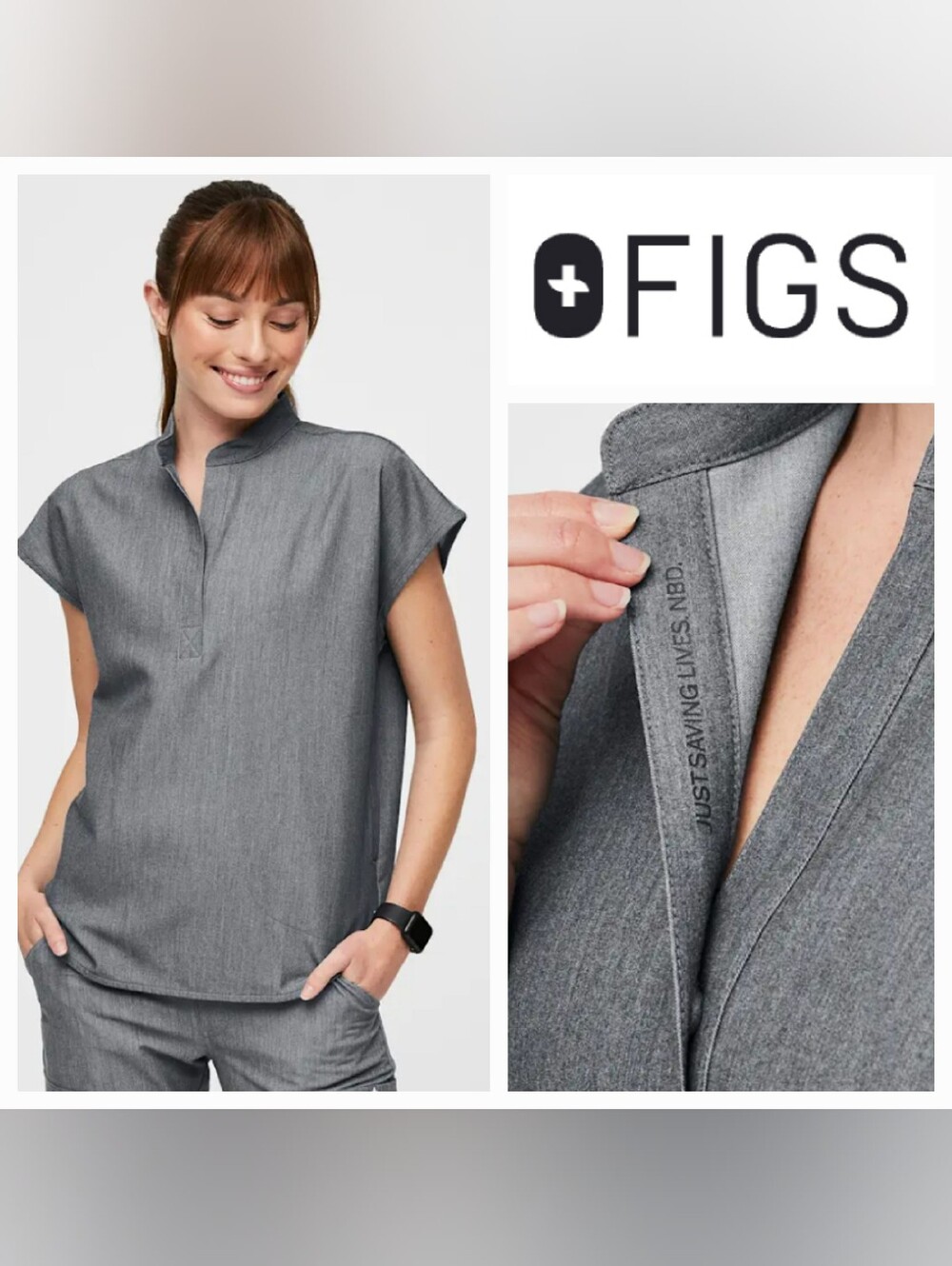 FIGS Scrub Top Technical Collection Rafael 3-Pocket Graphite Gray XL NWT Relaxed
